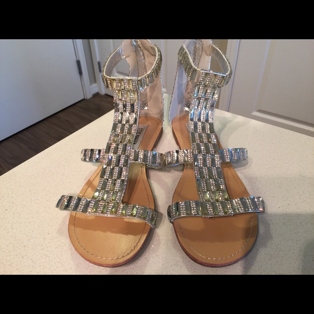 Steve Madden Rhinestone Silver Gladiator Sandal 9M